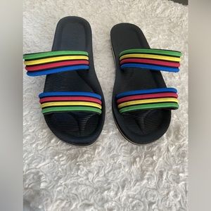 slippers Rainbow Strp flip flop slider WOMENS size 7